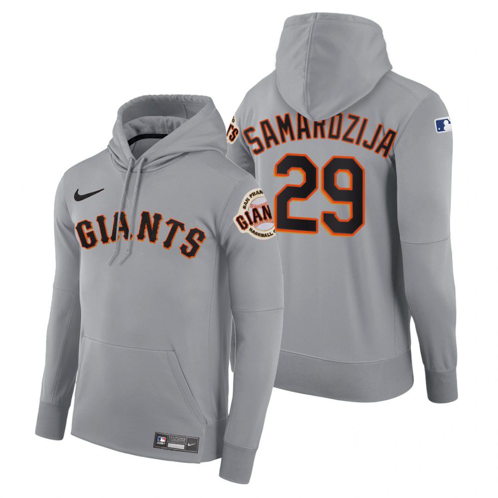 Men San Francisco Giants #29 Samardzija gray road hoodie 2021 MLB Nike Jerseys
